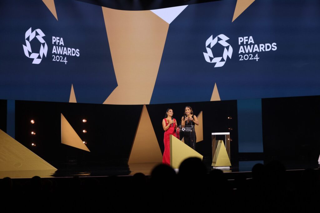 Presenters at the PFA Awards 2024 on stage.