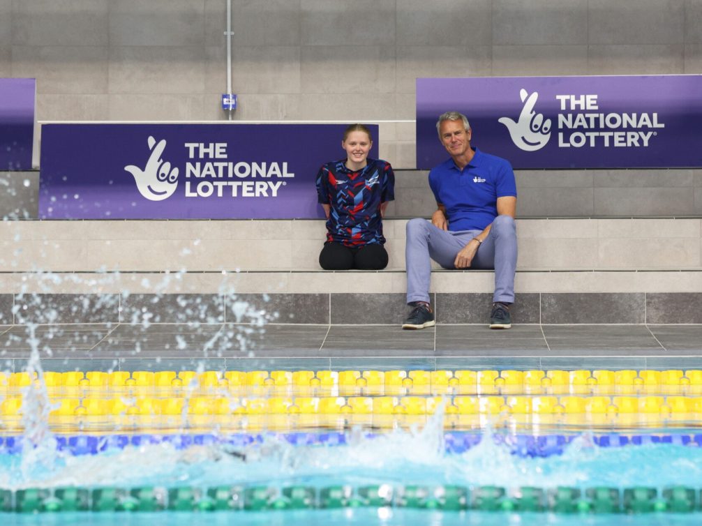MANCHESTER, ENGLAND - JULY 14: <> attend The National Lottery X 2023 World Aquatics Championships event at Manchester Aquatics Centre on July 14, 2023 in Manchester, England. Mark Foster (Commonwealth gold medal winner), Ellie Challis (Paralympic silver medallist), Grace Harvey (Paralympic silver medallist), gathered at the Manchester Aquatics Centre to highlight the impact of National Lottery investment into British Swimming. (Photo by Nathan Stirk/Getty Images for The National Lottery)